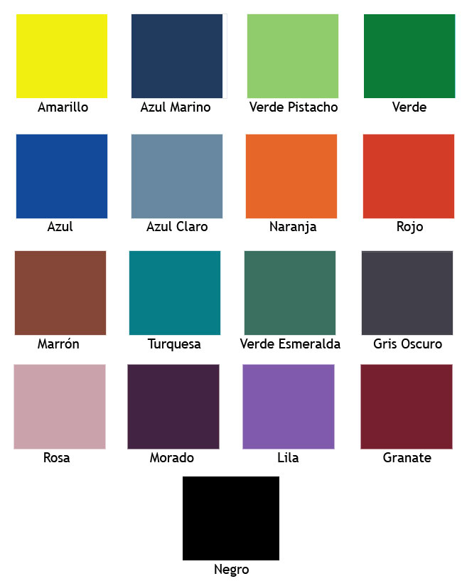 COLORES Gama de colores para sillas de oficina